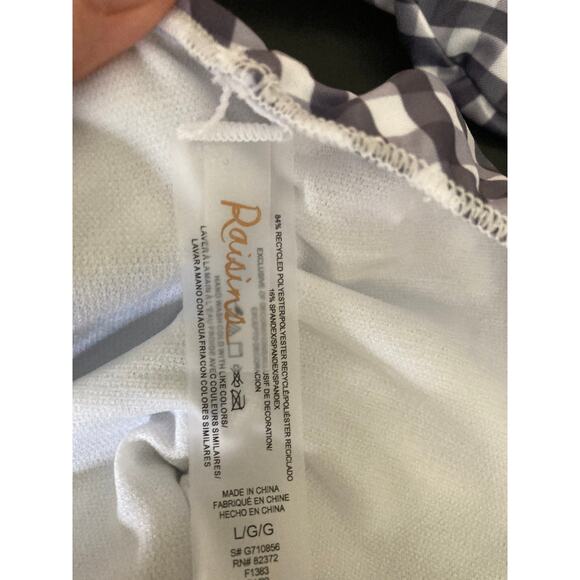 NWT Raisins White and Purple Gingham 2 piece Swimsuit SzL - Picture 3 of 8